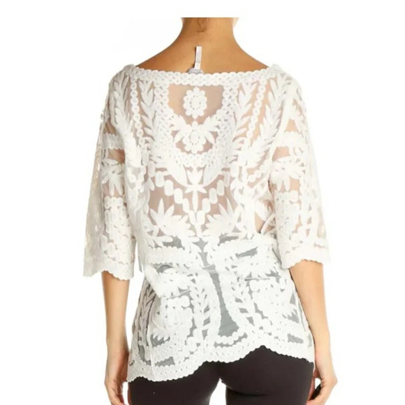 Laundry by Shelli Segal embroidered white top classic quiet luxury old money - Picture 2 of 7